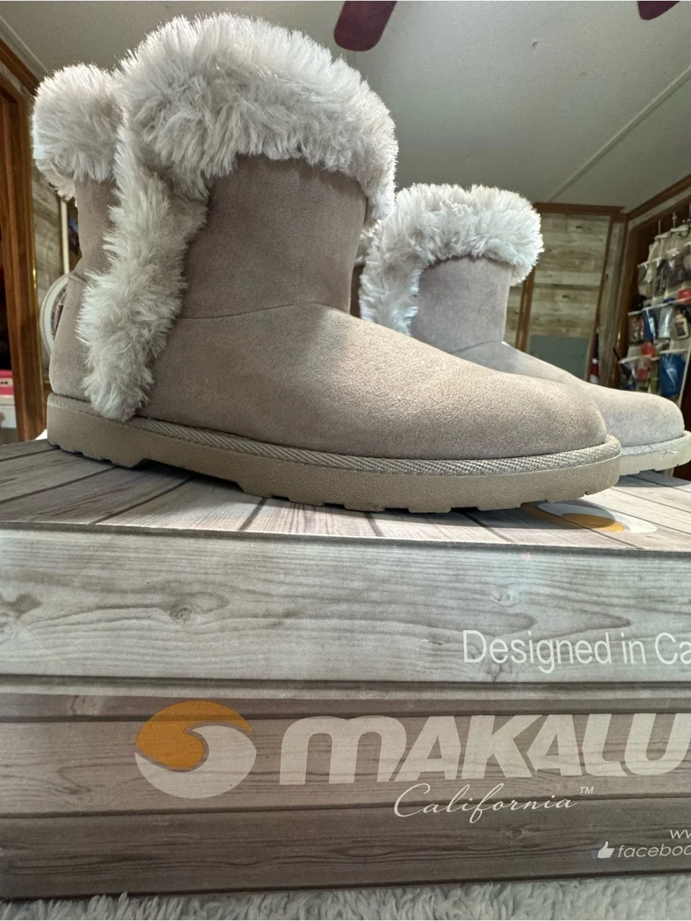 Makalu Taupe Faux-Fur Cuff Women's Winter Boots